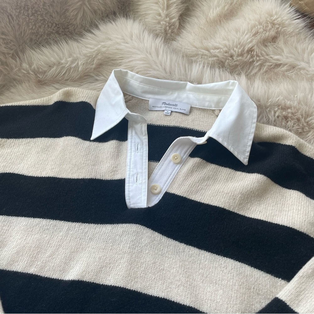 Madewell Cashmere-Wool Blend Rugby Sweater - Picture 6 of 8